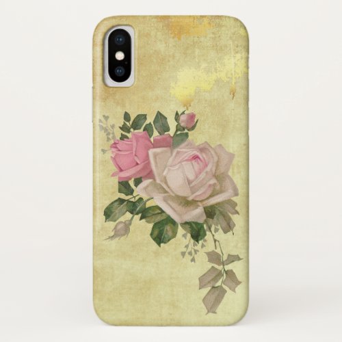 Vintage Roses on Gold iPhone X Case