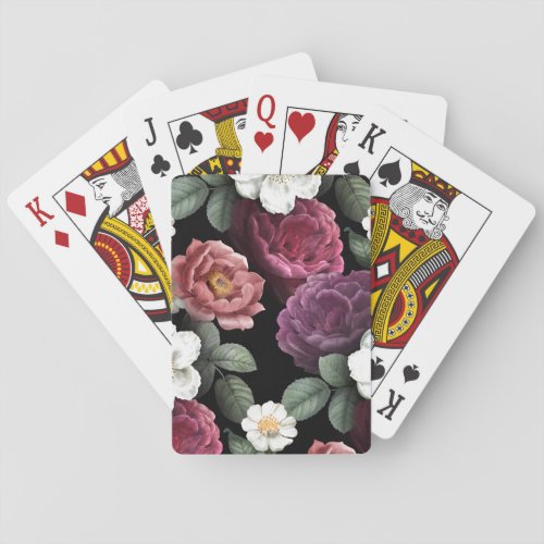 Vintage Roses Ornament Illustration Poker Cards