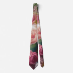 Vintage Roses Painted In Old Dutch Style Neck Tie