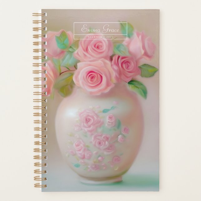Vintage Roses Painting Planner Customizable (Front)