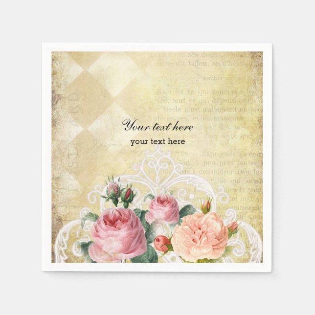 Vintage Roses Paper Napkins (Front)