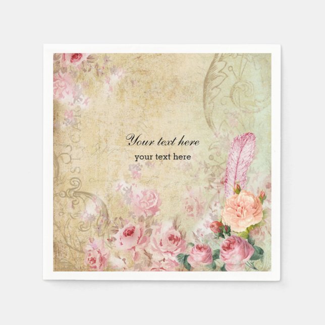 Vintage Roses Paper Napkins (Front)
