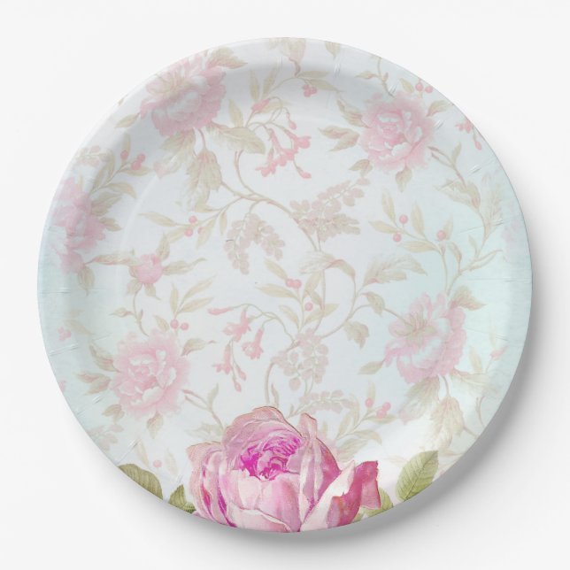 Vintage Roses Paper Plates (Front)