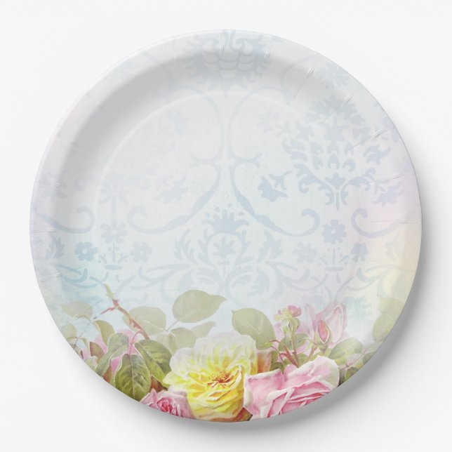 Vintage Roses Paper Plates (Front)