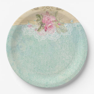 Vintage Roses Paper Plates