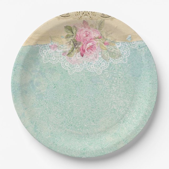 Vintage Roses Paper Plates (Front)