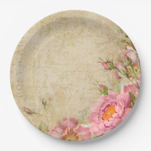 Vintage Roses Paper Plates