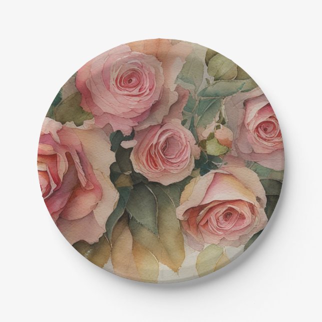 Vintage Roses Paper Plates (Front)
