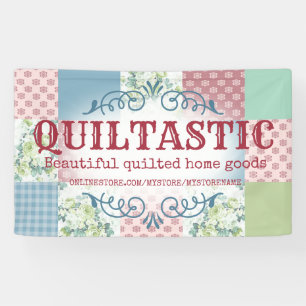 Vintage roses patchwork quilt quilting craft show banner