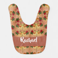 Vintage roses pattern baby bib