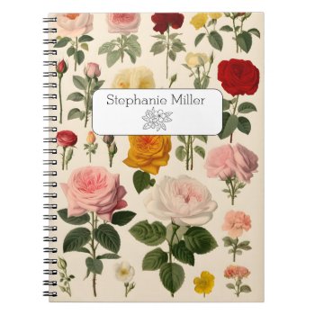 Vintage Roses Pattern Personalized Notebook by SugSpc_Invitations at Zazzle