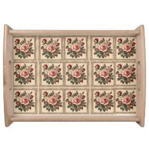 Vintage Roses Patterns Victorian Style Serving Tray