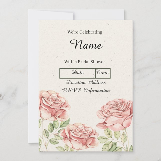 Vintage Roses Personalized  Invitation (Front)