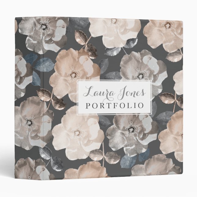 Vintage Roses Personalized Portfolio Binder (Front/Spine)
