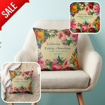Vintage Roses Photo Wedding Anniversary Customized Throw Pillow<br><div class="desc">This pretty vintage roses and other flowers pillow is perfect for any wedding anniversary or vow renewal,  simply edit the text to suit your needs. This pillow has a lovely cozy vibe and I'm sure your parents,  friends or other family members will treasure this personalized keepsake anniverary cushion.</div>