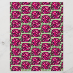 Vintage Roses Pink and Green floral pattern