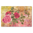 Vintage Roses Pink Gold Damask Floral Pattern