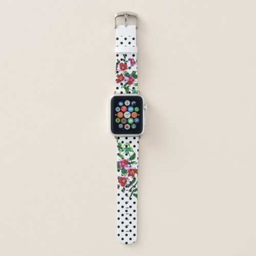 Vintage roses pink red watercolor painting _ apple watch band