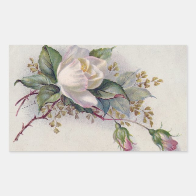 Vintage Roses Rectangular Sticker (Front)
