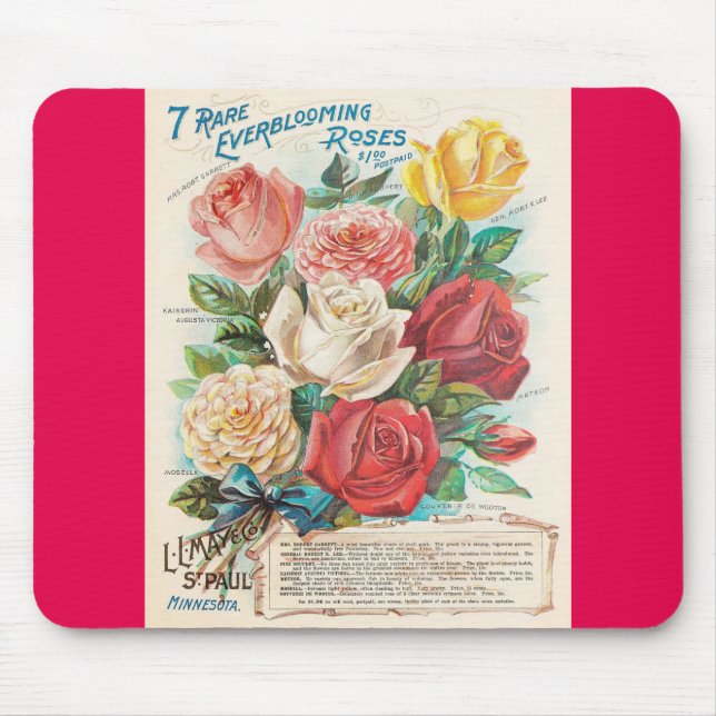 Vintage Roses Retro Advertisement Mouse Pad (Front)