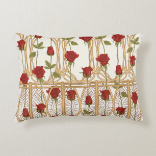 Vintage roses seamless pattern, background in art accent pillow