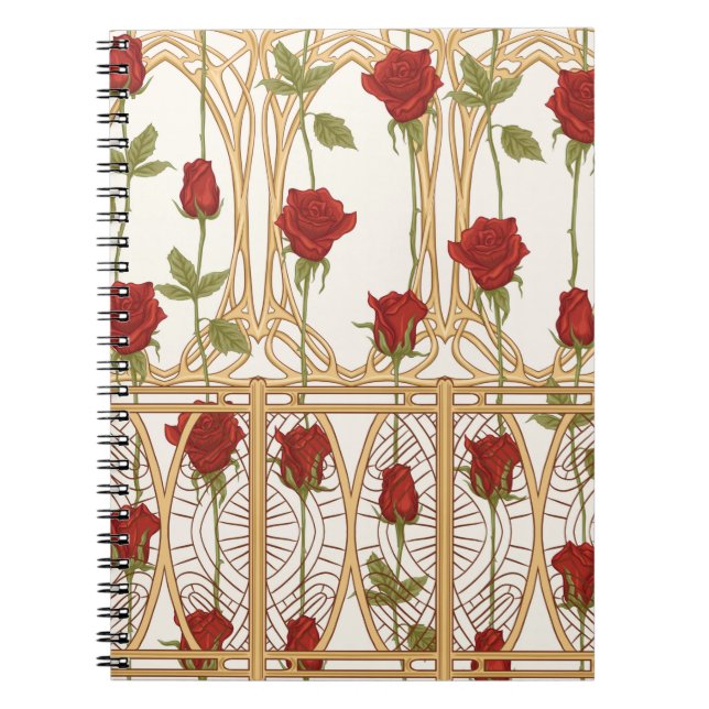 Vintage roses seamless pattern, background in art  notebook (Front)