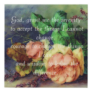 Vintage roses Serenity prayer faux canvas print