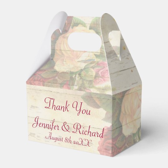 Vintage roses shabby chic custom wedding favor box Zazzle