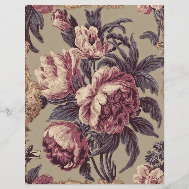Vintage roses shabby chic scrapbook paper (Front)