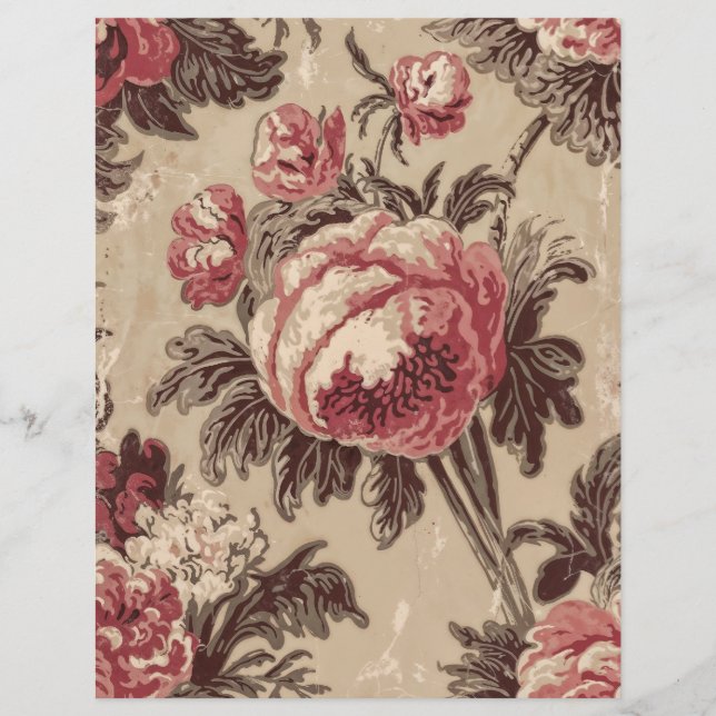 Vintage roses shabby chic scrapbook paper (Front)