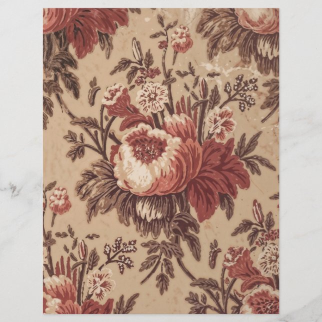 Vintage roses shabby chic scrapbook paper (Front)