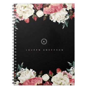 Vintage Roses Spiral Monogram Journal Notebook by TheCultureVulture at Zazzle
