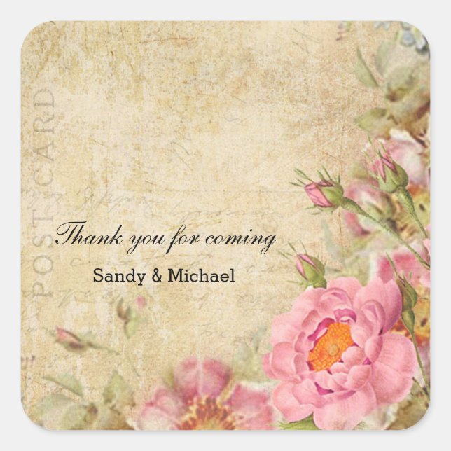 Vintage Roses Square Sticker (Front)