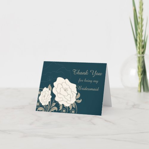 Vintage roses  swirls Bridesmaid Thank You card