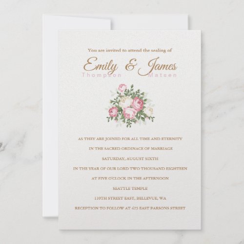 Vintage Roses Temple Wedding Invitation