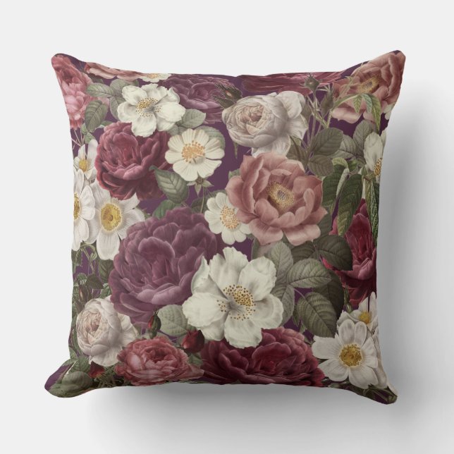 Vintage Roses  Throw Pillow (Front)