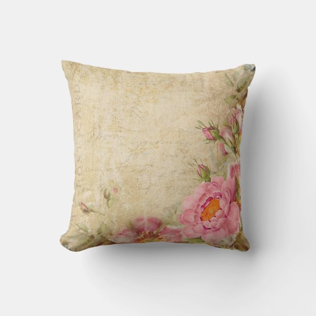 Vintage Roses Throw Pillow (Front)
