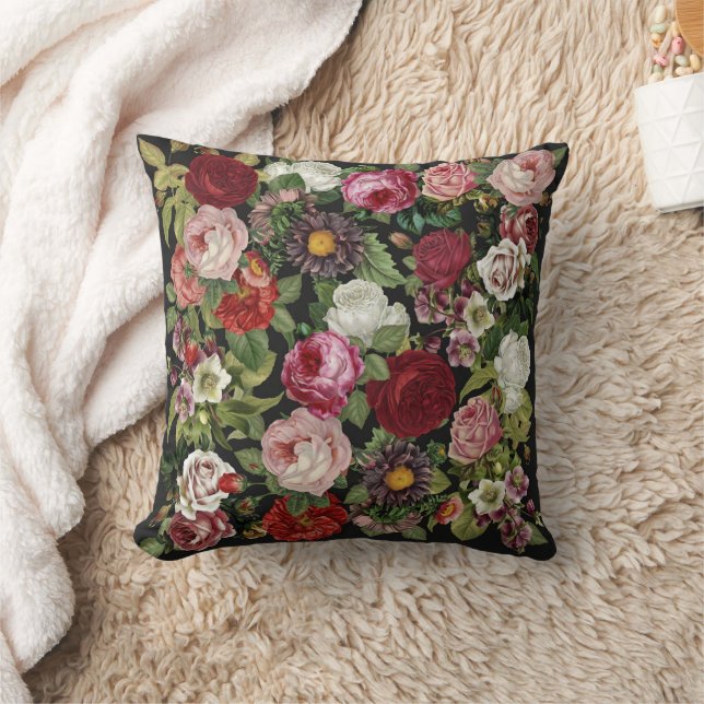 Vintage Roses Throw Pillow (Blanket)