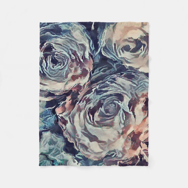 Vintage roses , vintage fleece blanket (Front)