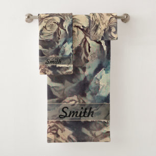 Vintage roses , vintage , roses , abstract roses , bath towel set