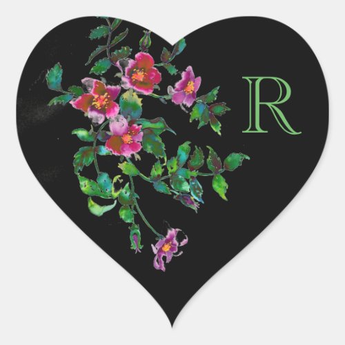 Vintage Roses watercolor pink roses Heart Sticker