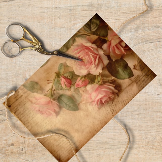 Vintage Roses Watercolor Roses Pink Roses Decoupag Tissue Paper (Creator Uploaded)