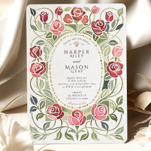 Vintage Roses Watercolor Wedding Invitation