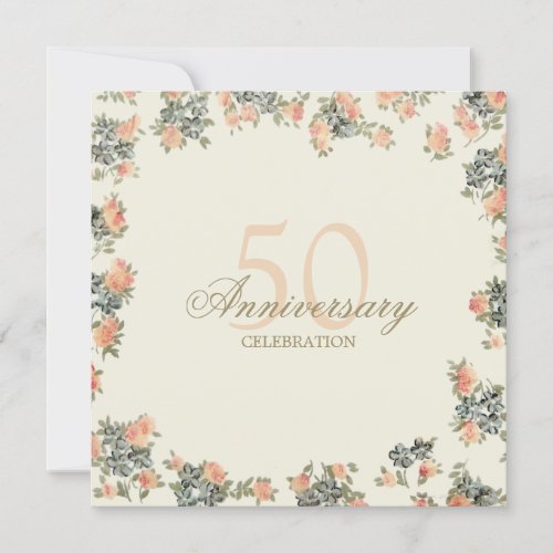 Vintage Roses - wedding anniversary invitation