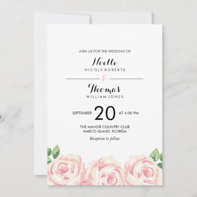 Vintage Roses Wedding Invitation (Front)