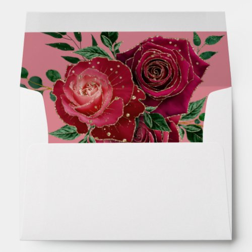 Vintage Roses Wedding Invitation Return Address Envelope
