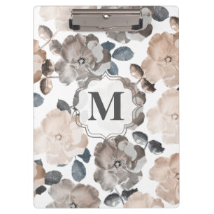 Vintage Roses Wedding Monogram Clip Board