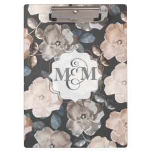 Vintage Roses Wedding Monogram Clip Board