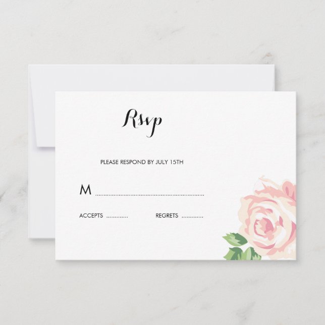 Vintage Roses Wedding Response RSVP Card (Front)