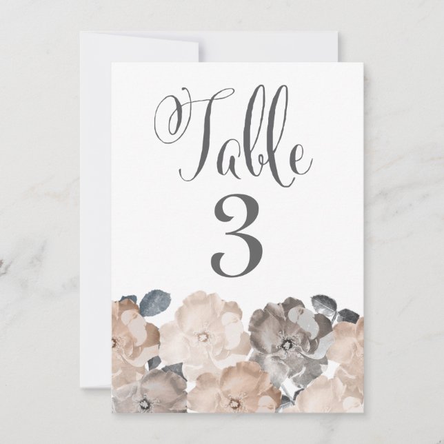 Vintage Roses Wedding Table Number Cards (Front)